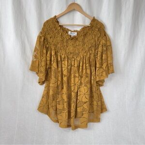 Ultra Pink | Mustard Lace Blouse | US 22/24